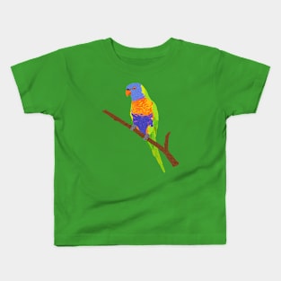 Rainbow Lorikeet on a Twig Kids T-Shirt